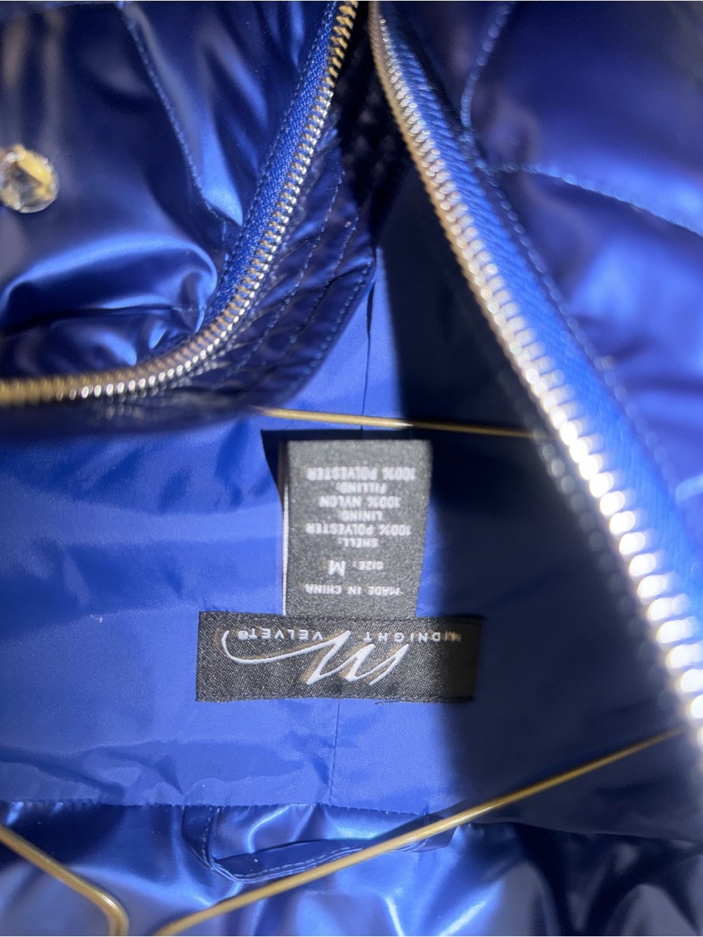 Midnight Velvet Glossy Royal Blue Puffer Jacket